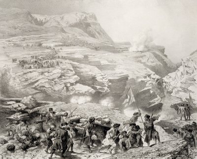 Soulak Pass at Akhati, Dagestan, Plate 61 from a Book on the Caucasus by Grigori Grigorevich Gagarin